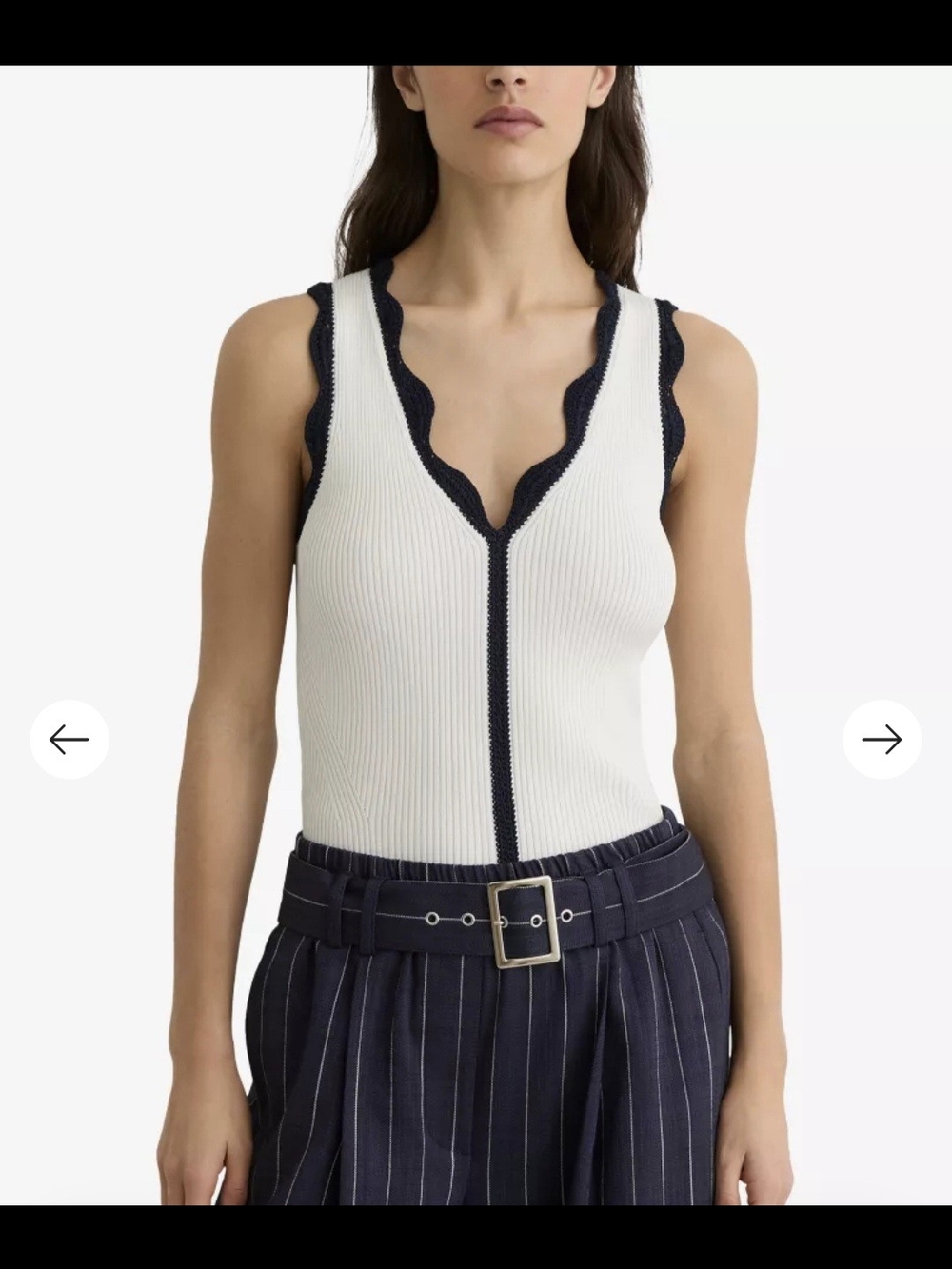 Reiss Freya Scalloped Trim Knit Vest Xs $175